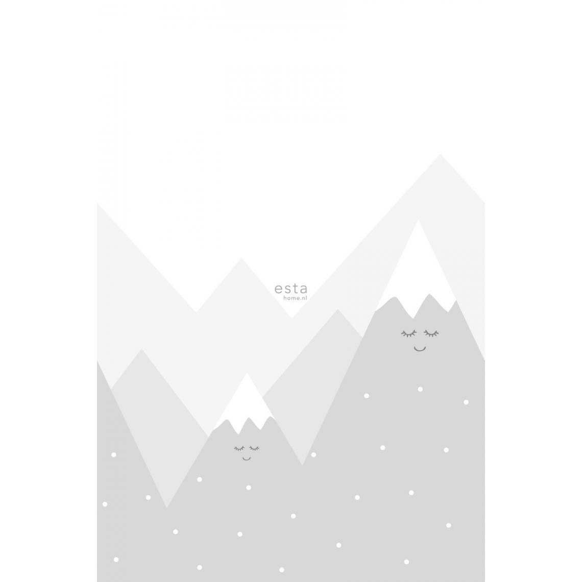 ESTAhome - ESTAhome papier peint panoramique montagnes gris clair - 158840 - 1.86 x 2.79 m - Papier peint