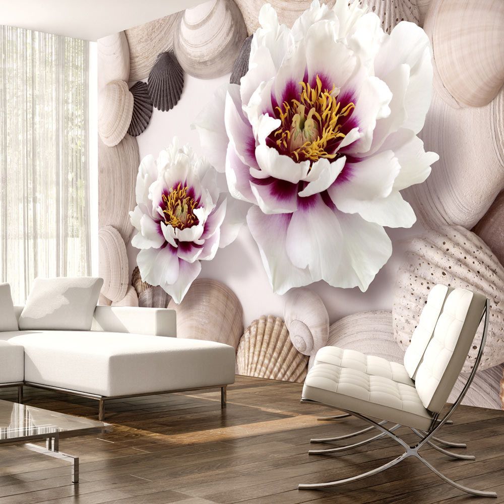 Bimago - Papier peint - Flowers and Shells - Décoration, image, art | Fleurs | - Papier peint