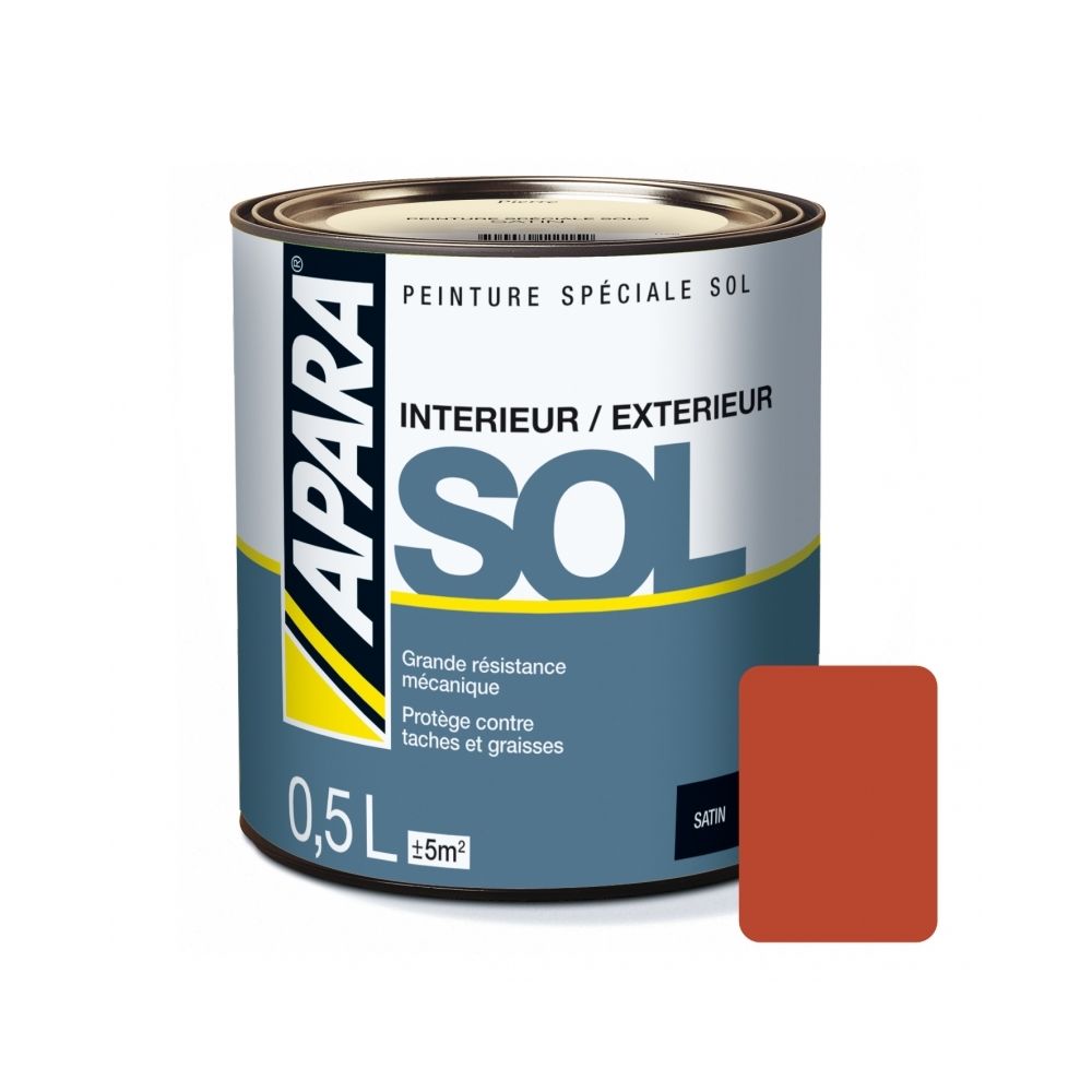 Apara - Peinture SOL SATIN-0.5 litre-Rouge tomette (RAL 3013) - Peinture & enduit rénovation