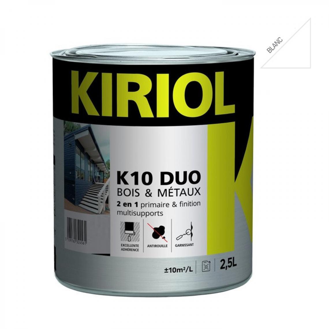 Sans Marque - K10 DUO BLANC BRILLANT 2,5L -Primaire/finition à base de résines alkydes-KIRIOL - Peinture intérieure