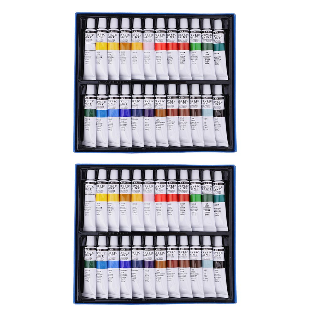 marque generique - 2 Pièces Non Toxiques 24 Tubes étudiants Peinture Acrylique Pigments De - Fibre de verre & papier à peindre