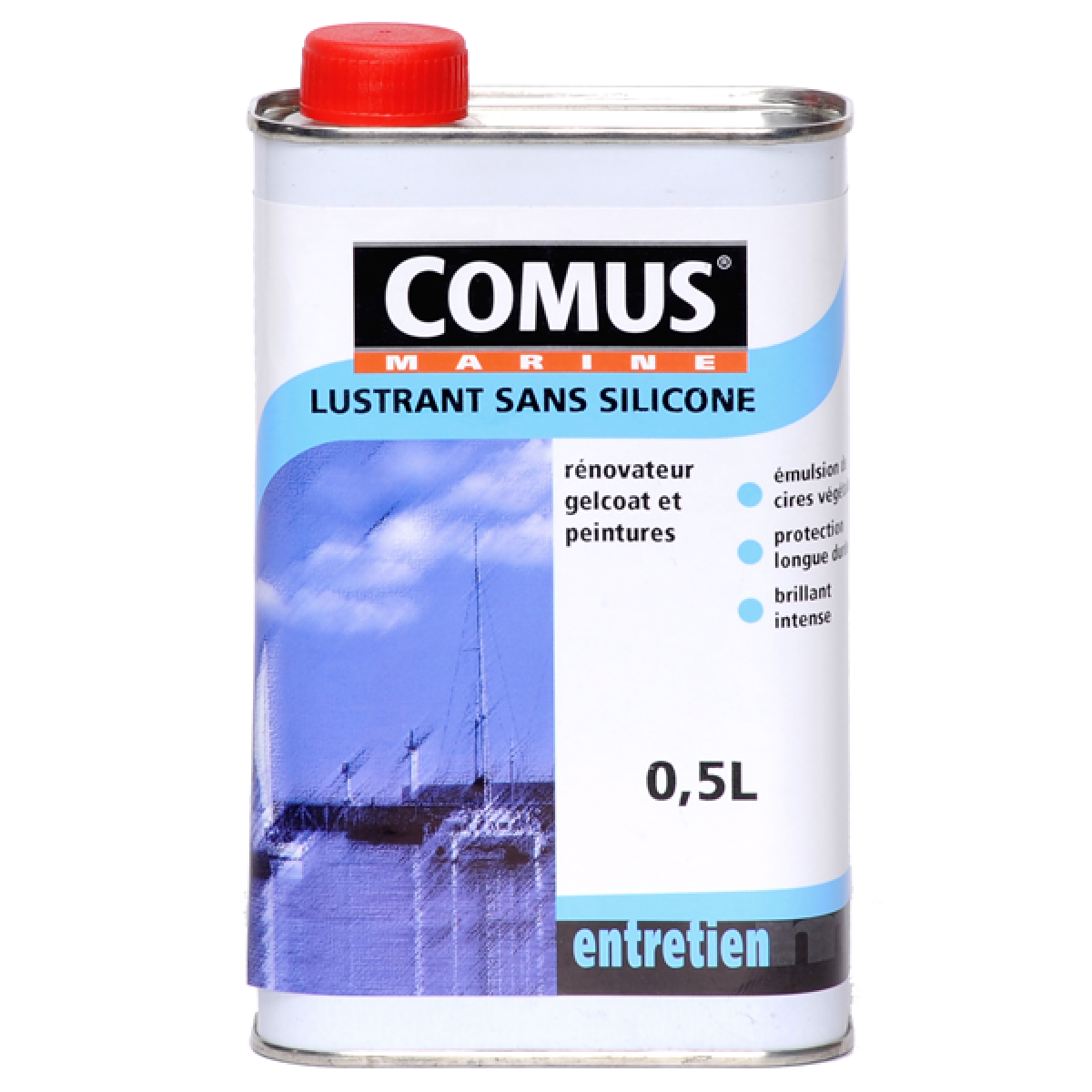 Comus - LUSTRANT SANS SILICONE 0,5L - Rénovateur pour gelcoats et peintures, à base de cires végétales - COMUS MARINE - Peinture extérieure