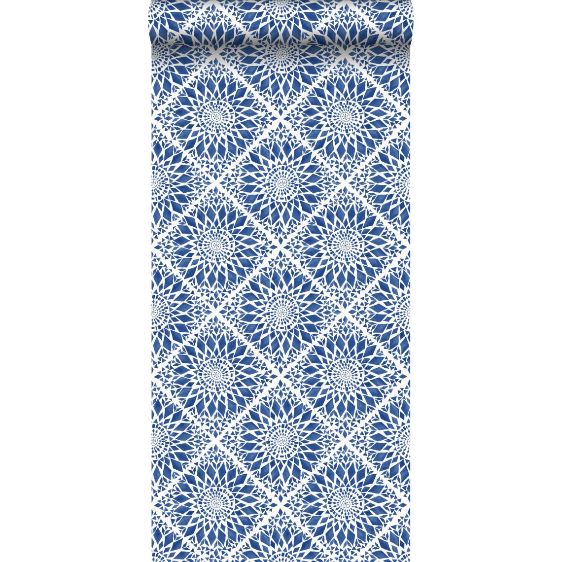 ESTAhome - ESTAhome papier peint motif de carrellages bleu foncé - 148612 - 53 cm x 10,05 m - Papier peint
