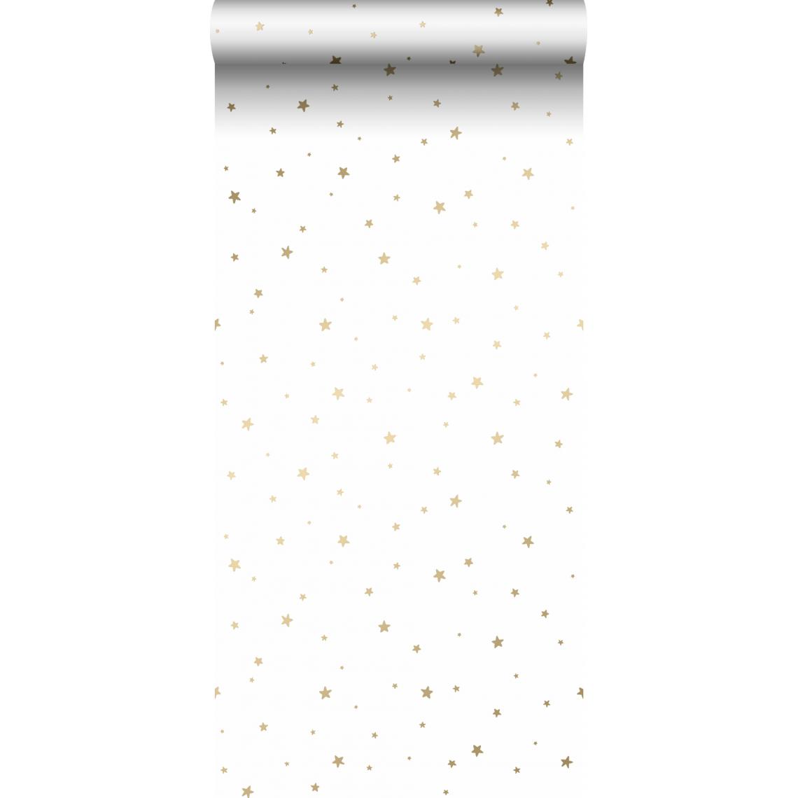 ESTAhome - ESTAhome papier peint petites étoiles blanc et or - 139259 - 0.53 x 10.05 m - Papier peint