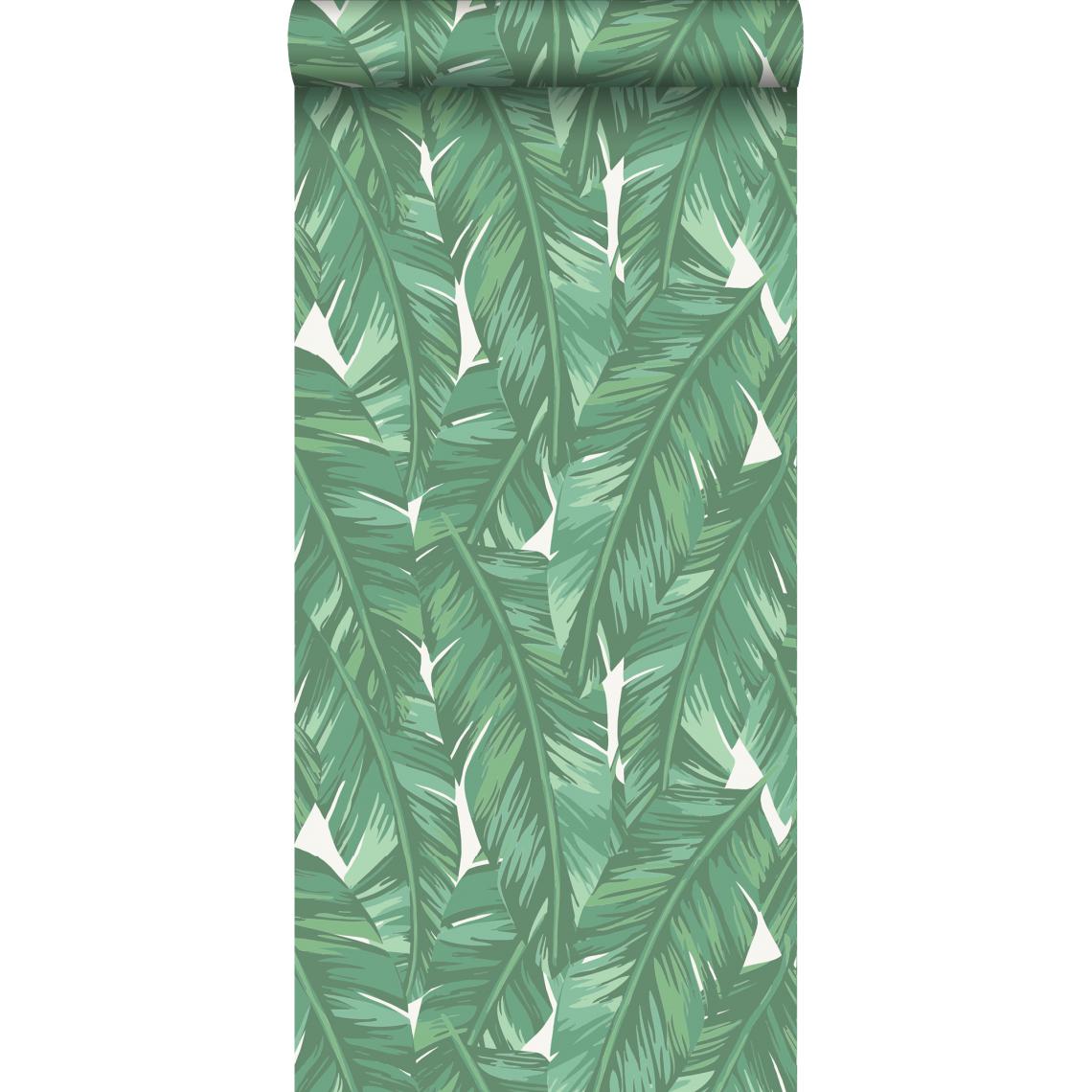 ESTAhome - ESTAhome papier peint feuilles de bananier vert jade - 139014 - 0.53 x 10.05 m - Papier peint