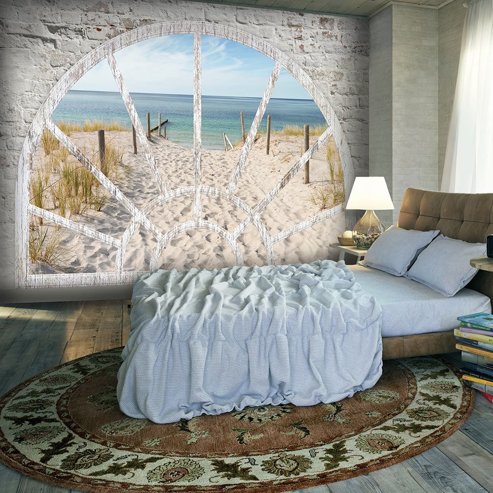 Bimago - Papier peint - Window View - Beach - Décoration, image, art | Paysages | Mer | - Papier peint