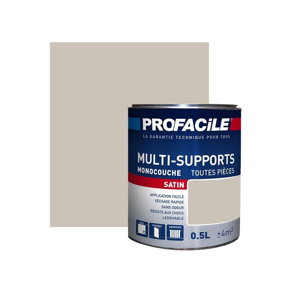 Profacile - Peinture intérieure multi-supports, PROFACILE-0.5 litre-Beige Laine - Peinture & enduit rénovation