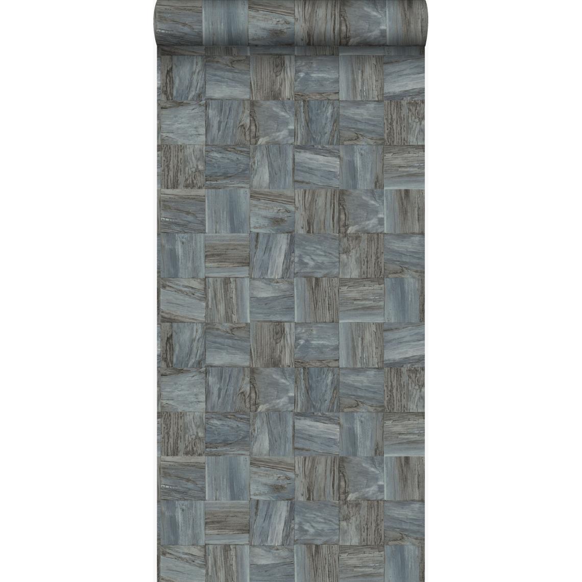Origin - Origin PP intissé éco texture morceaux carrés de déchets de bois gris pâle - 347514 - 53 cm x 10.05 m - Papier peint