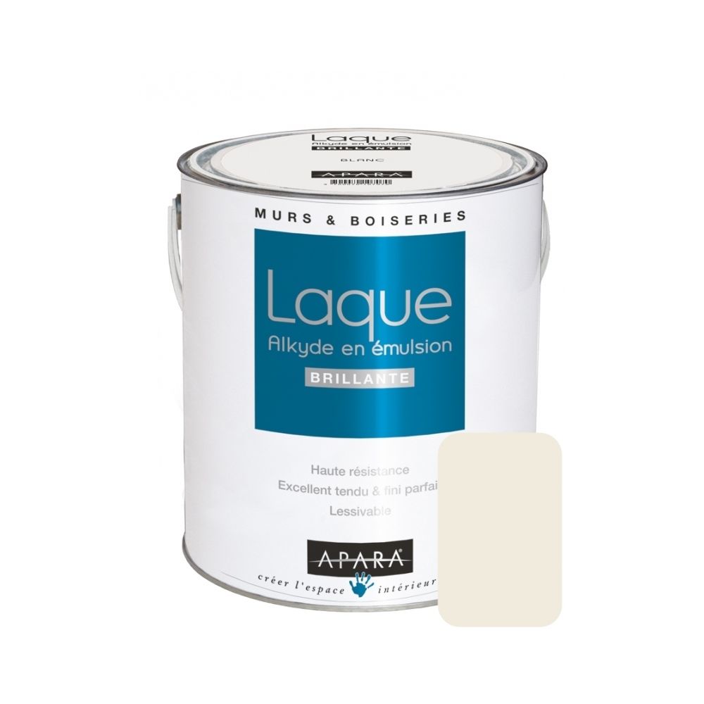 Apara - Peinture laque brillante pour murs et boiseries-2.5 litres-Blanc Cassé - Peinture & enduit rénovation