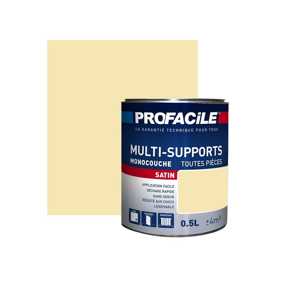Profacile - Peinture intérieure multi-supports, PROFACILE-0.5 litre-Paille - Peinture & enduit rénovation