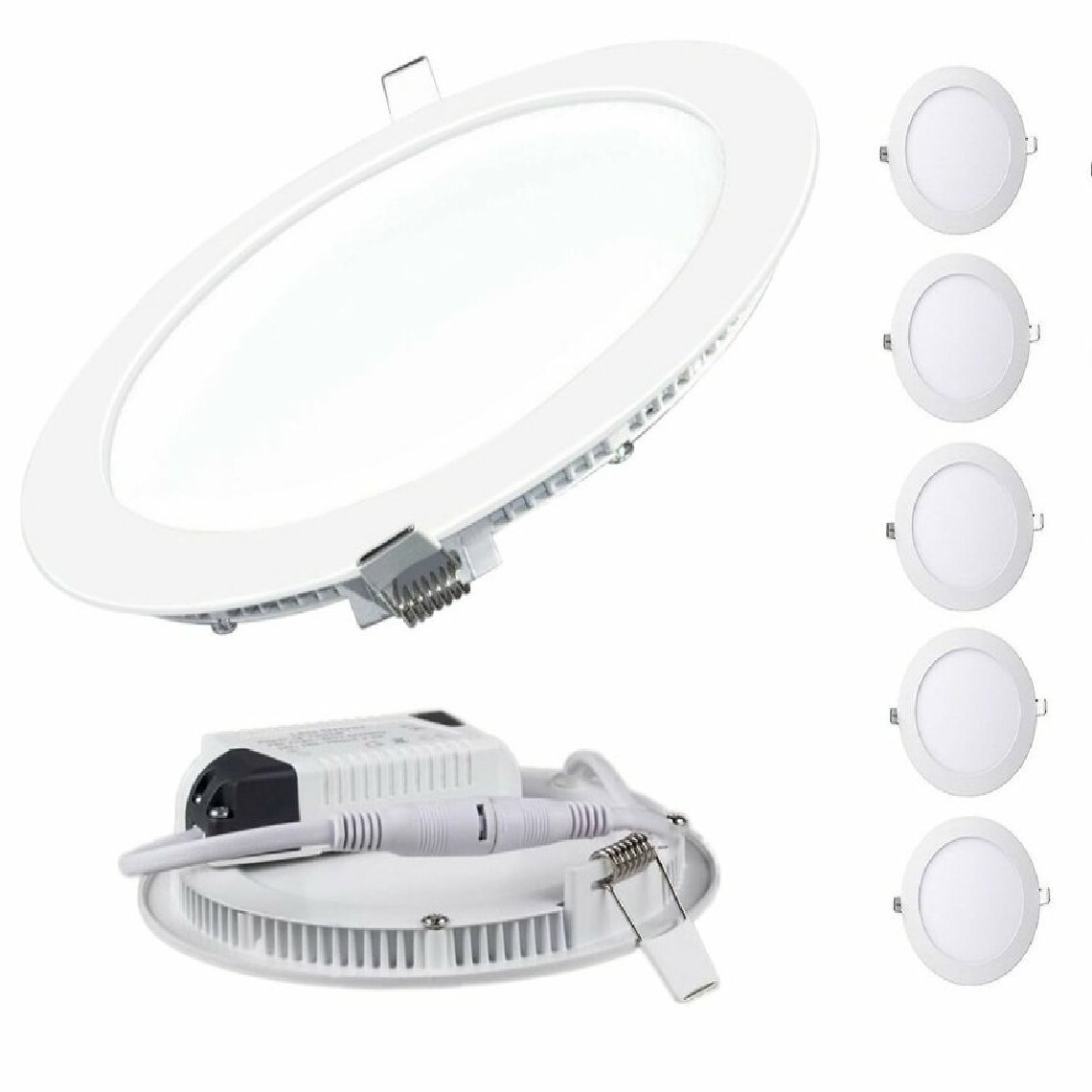Eurobryte - Lot de 5 Spot Encastrable LED Downlight Panel Extra-Plat 18W Blanc Neutre 4200-4500K - Boîtes d'encastrement