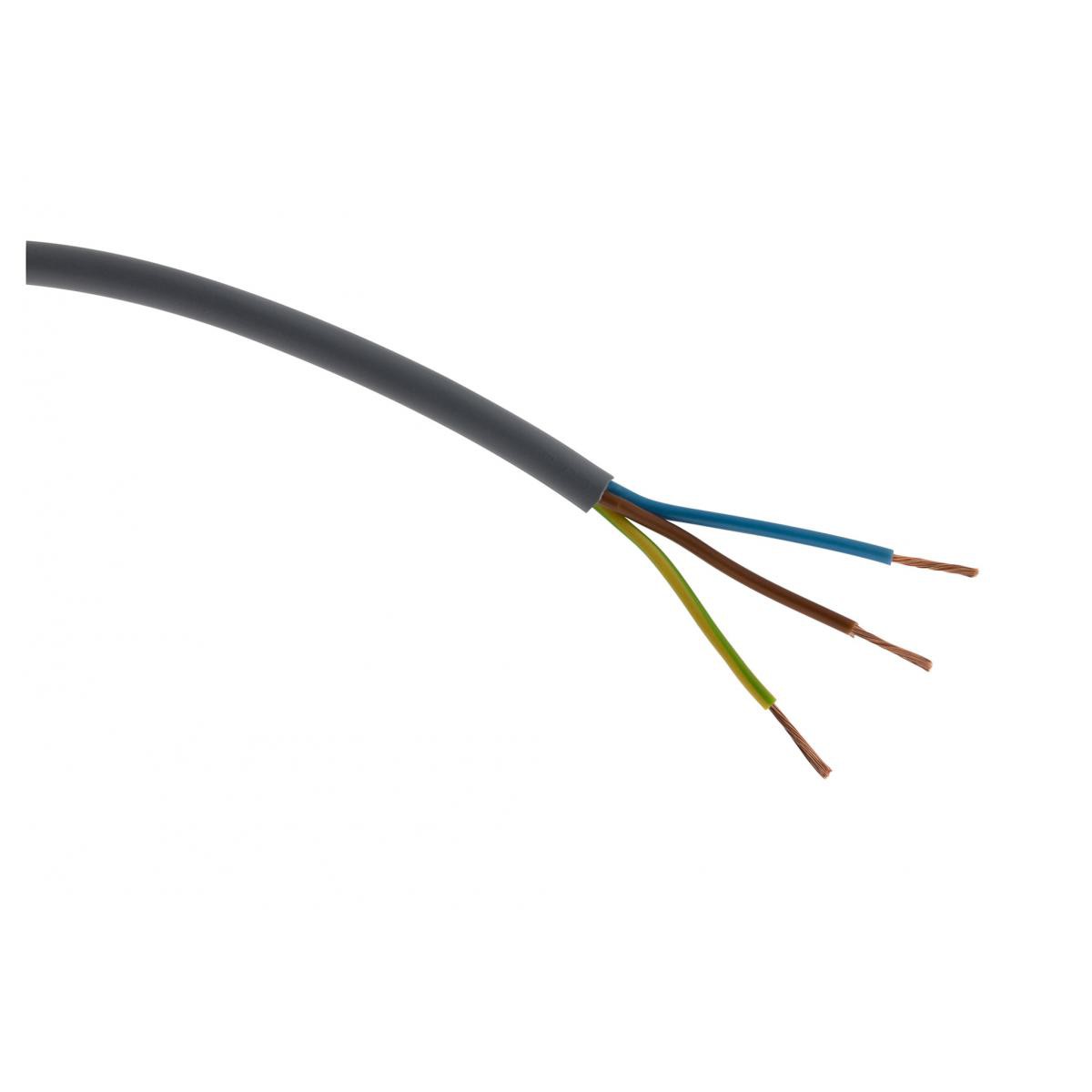 Zenitech - Câble d'alimentation électrique HO5VV-F 3G1,5 Gris - 50m - Fils et câbles électriques