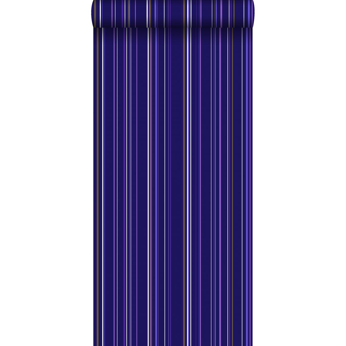 ESTAhome - ESTAhome papier peint à rayures violet et marron - 136804 - 53 cm x 10,05 m - Papier peint
