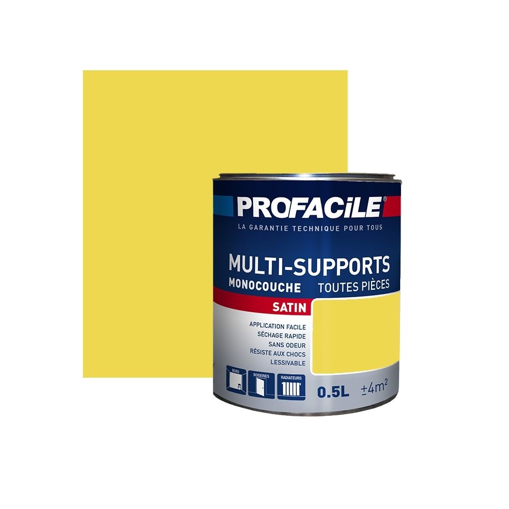 Profacile - Peinture intérieure multi-supports, PROFACILE-0.5 litre-Jaune de Cobalt - Peinture & enduit rénovation