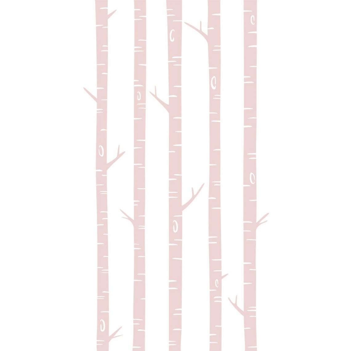 ESTAhome - ESTAhome papier peint panoramique troncs de bouleau rose clair - 158927 - 1.5 x 2.79 m. - Papier peint