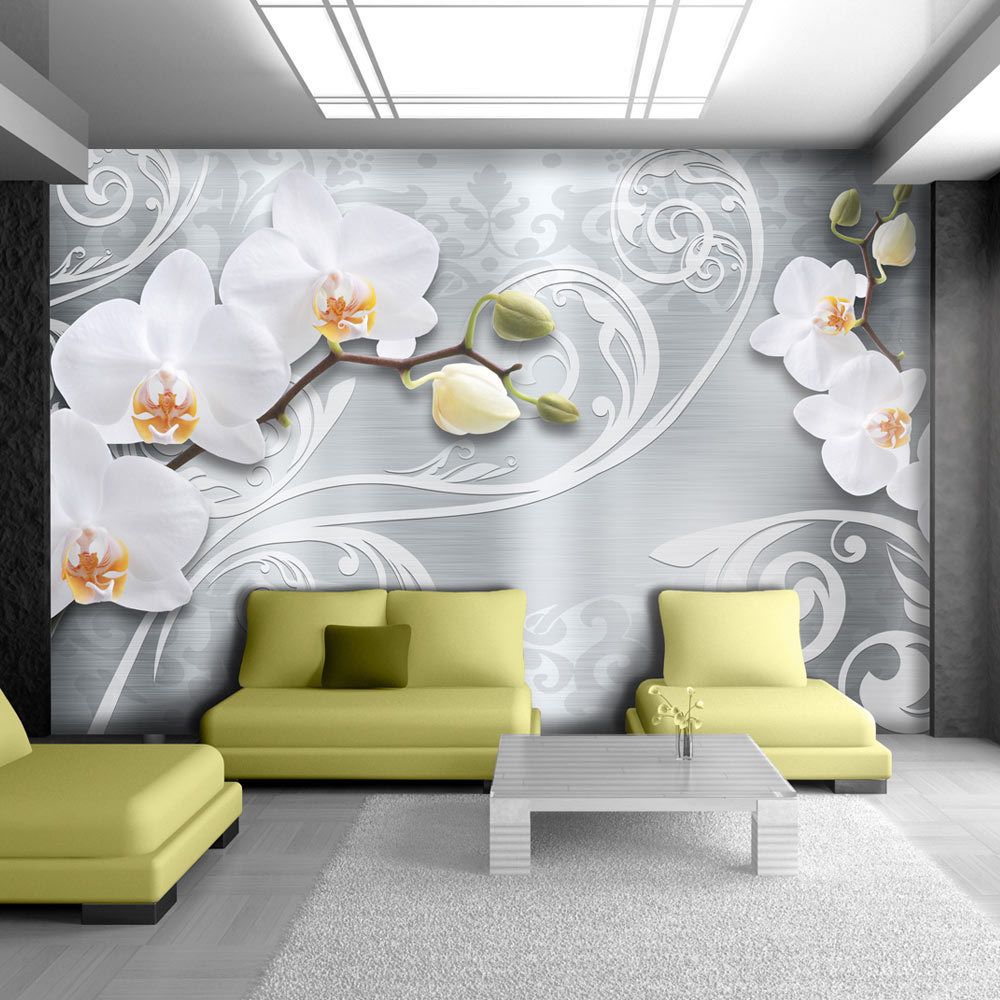 Bimago - Papier peint | White finesse | 100x70 | Fleurs | Orchidées | - Papier peint