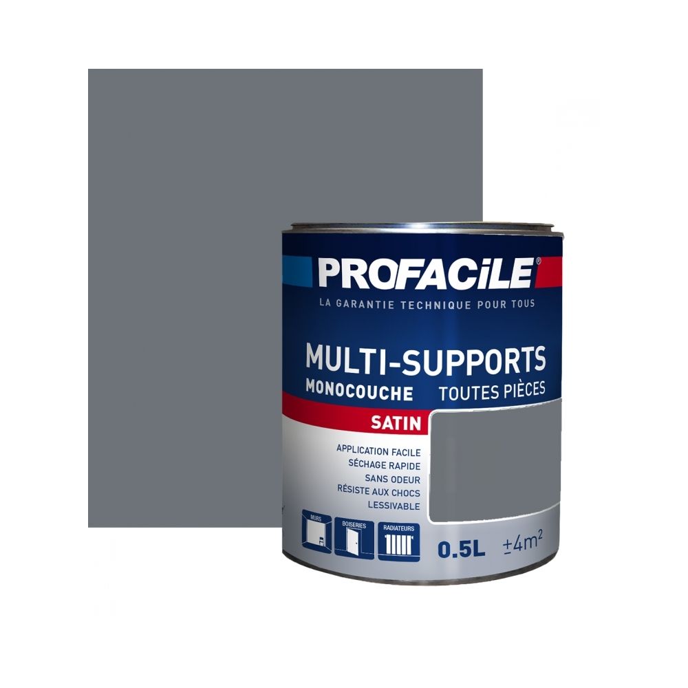 Profacile - Peinture intérieure multi-supports, PROFACILE-0.5 litre-Gris Anthracite - Peinture & enduit rénovation