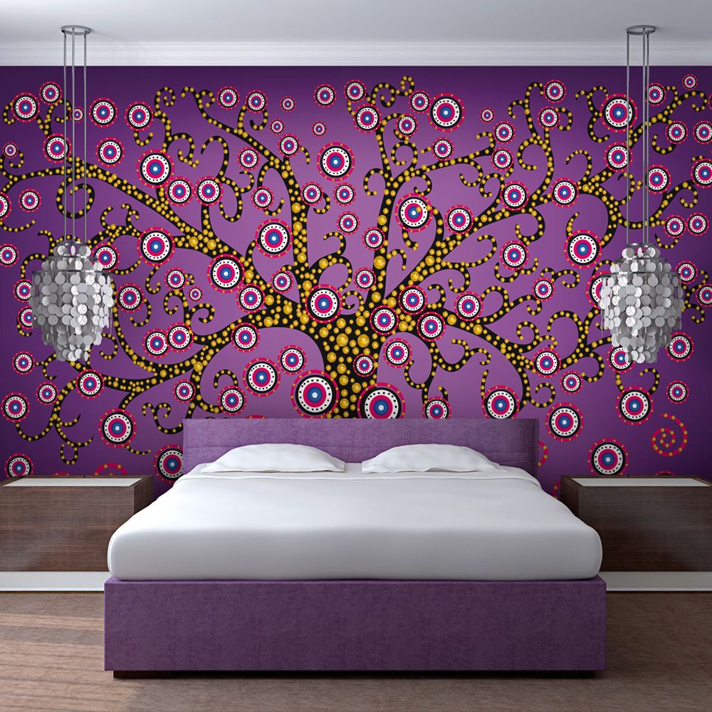 marque generique - 200x154 Papier peint Arbres Abstractions Inedit abstraction: arbre (violet) - Papier peint