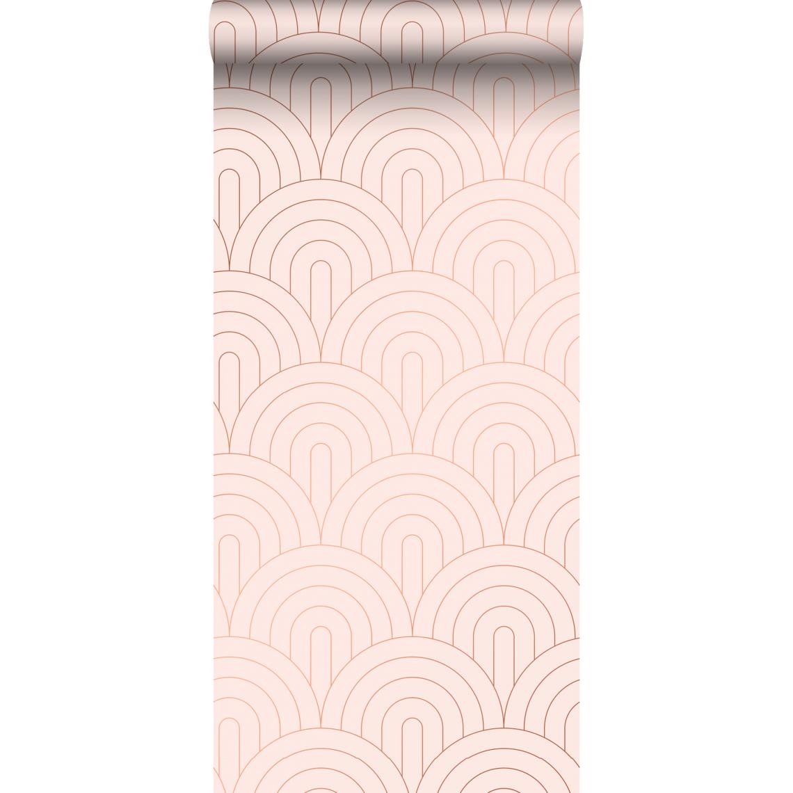 ESTAhome - ESTAhome papier peint art déco rose clair et or rose - 139217 - 0.53 x 10.05 m - Papier peint