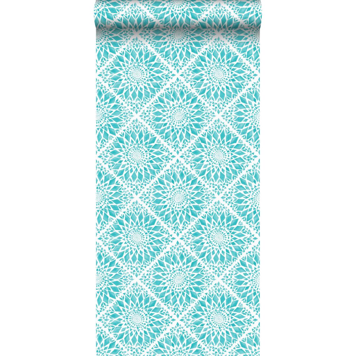ESTAhome - ESTAhome papier peint motif de carrellages turquoise - 148611 - 53 cm x 10,05 m - Papier peint