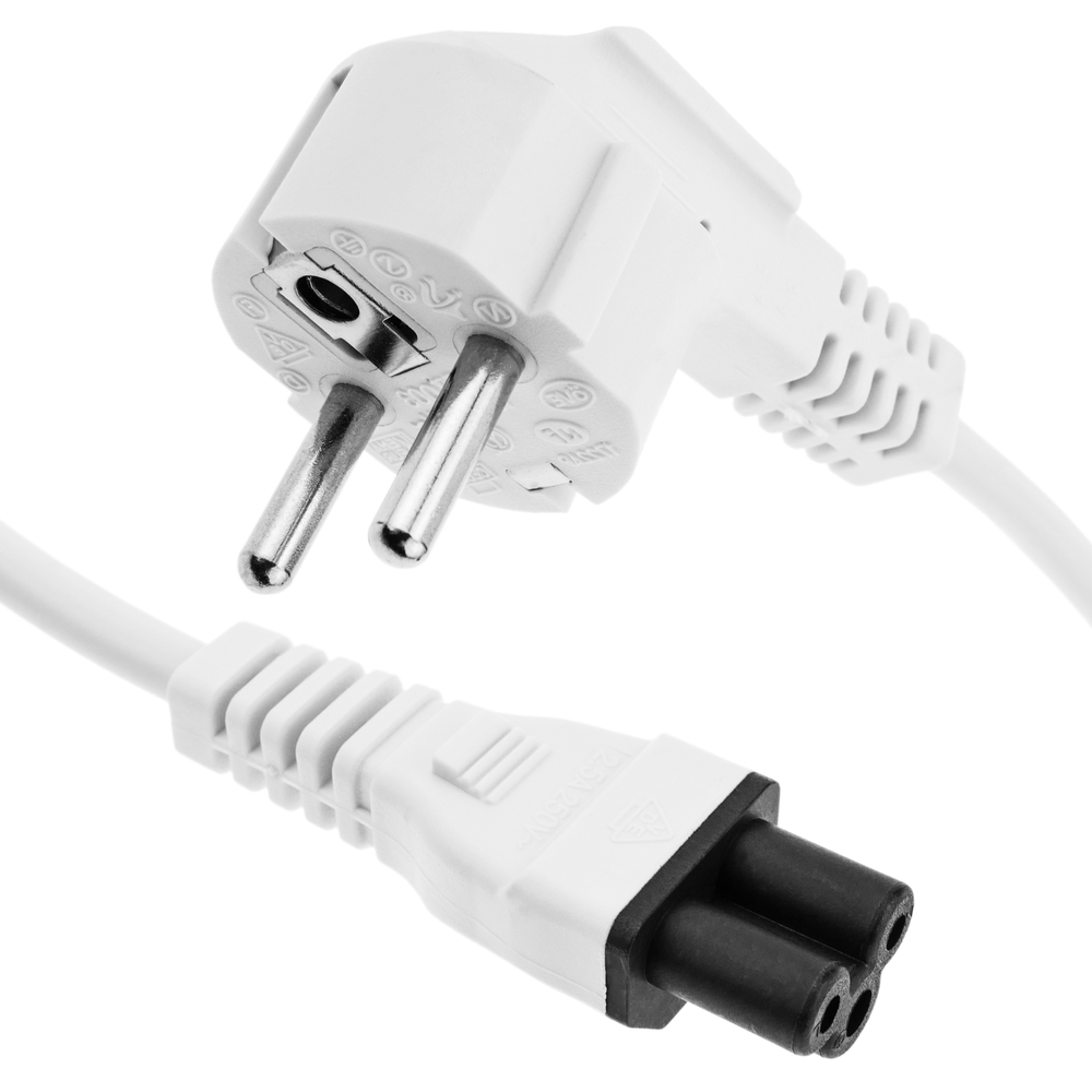Bematik - Câble électrique IEC-60320. Cordon alimentation C5 à schuko mâle 1,8 m blanc - Fils et câbles électriques