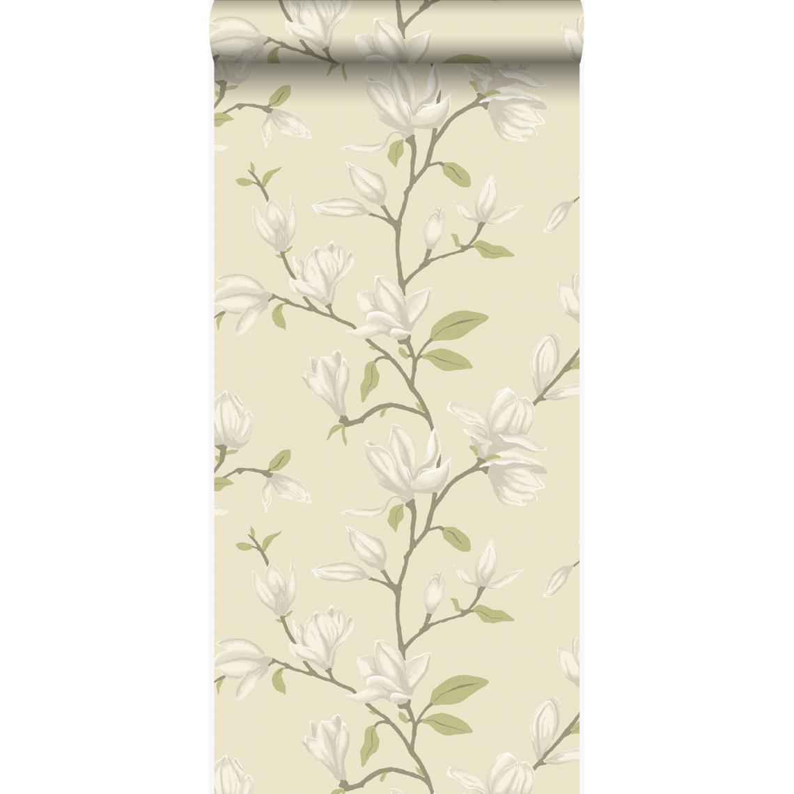 Origin - Origin papier peint magnolia blanc d'ivoire - 347045 - 53 cm x 10,05 m - Papier peint