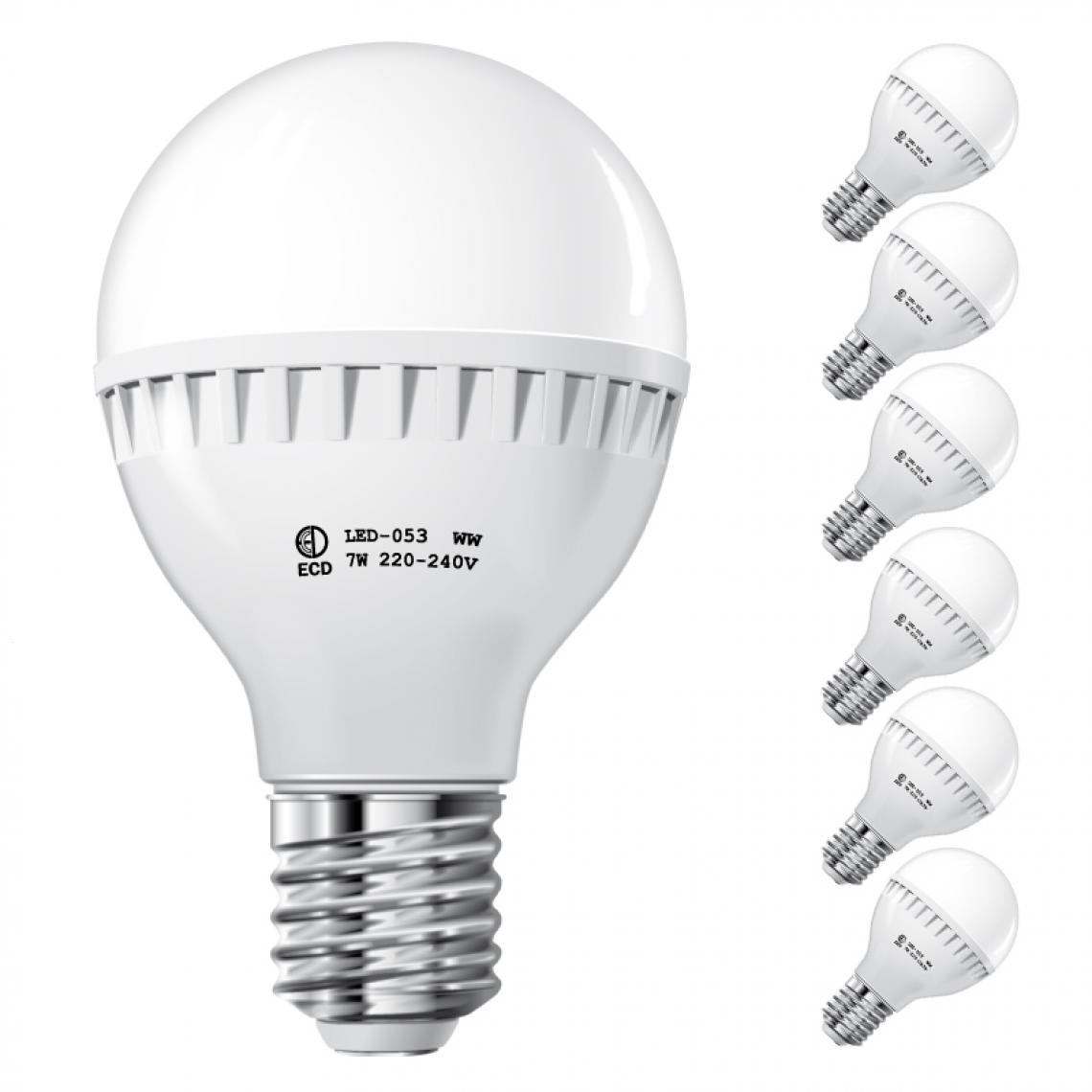 Ecd Germany - ECD Germany 6 x 7W E27 LED Lampe | 6000 Kelvin Blanc Froid | 458 Lumens | 220-240 V | Remplace une Ampoule Halogène de 45 W | Ampoules à Économie d'Énergie - Ampoules LED