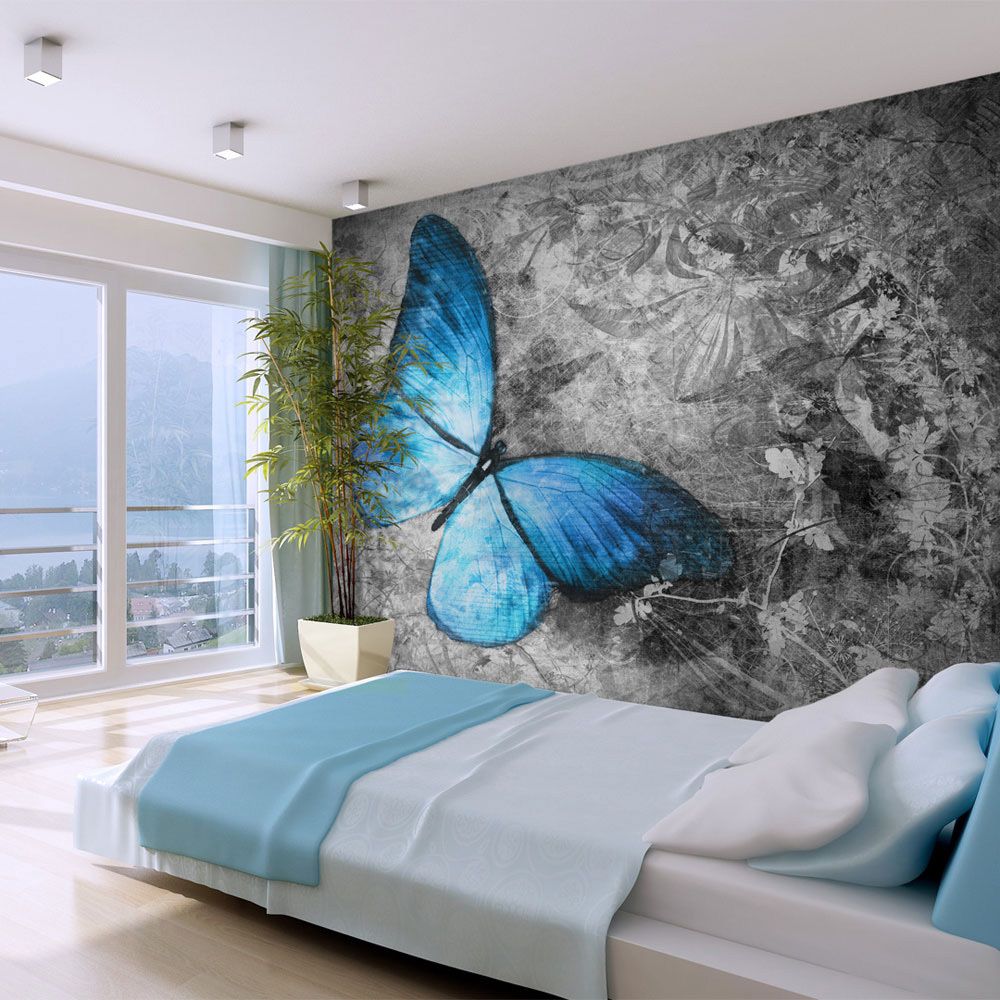 Bimago - Papier peint - Blue butterfly - Décoration, image, art | Animaux | - Papier peint