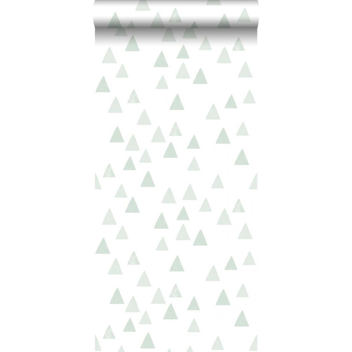 ESTAhome - ESTAhome papier peint triangles graphiques vert menthe - 139055 - 0.53 x 10.05 m - Papier peint