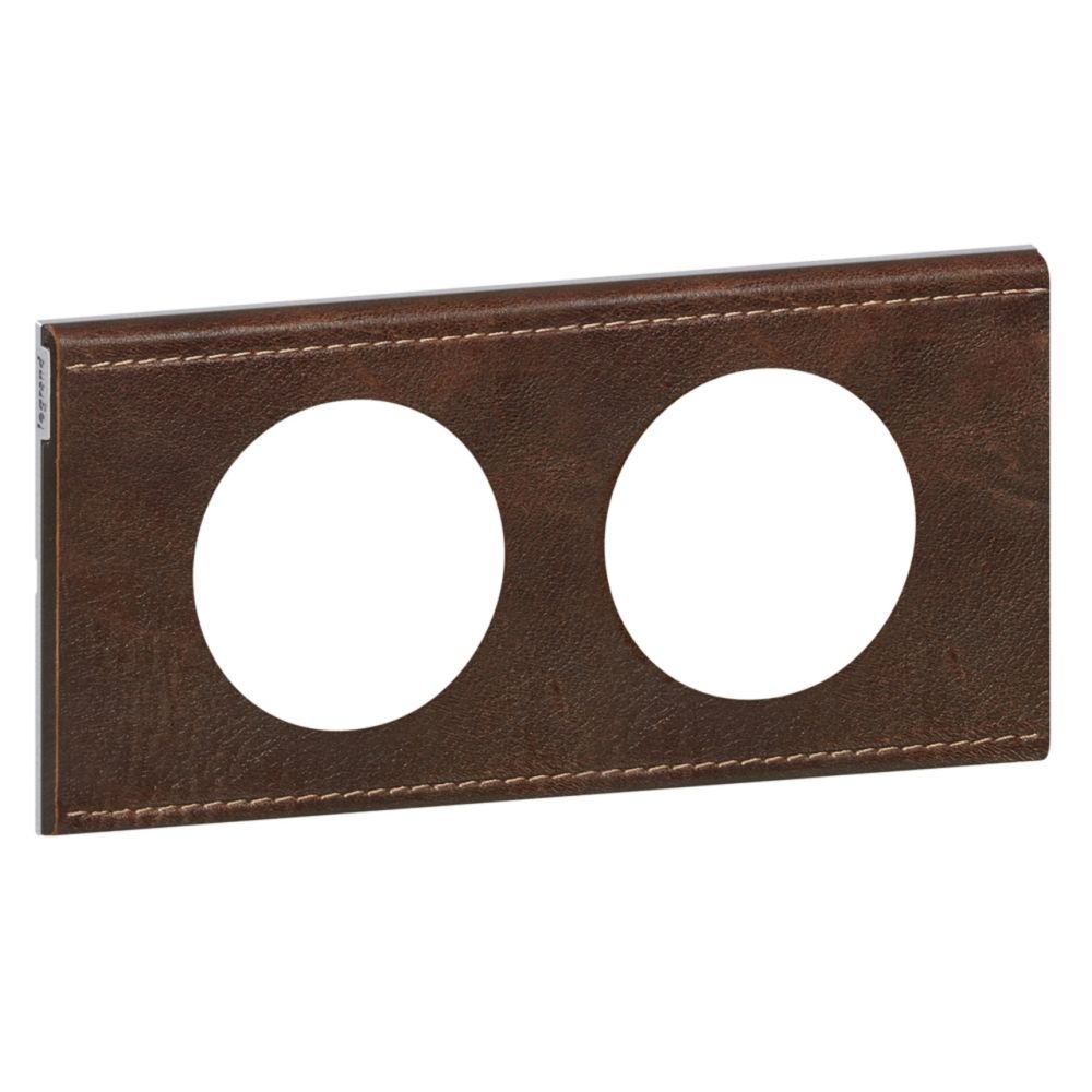 Legrand - plaque céliane 2 postes cuir brun texturé - Interrupteurs et prises en saillie
