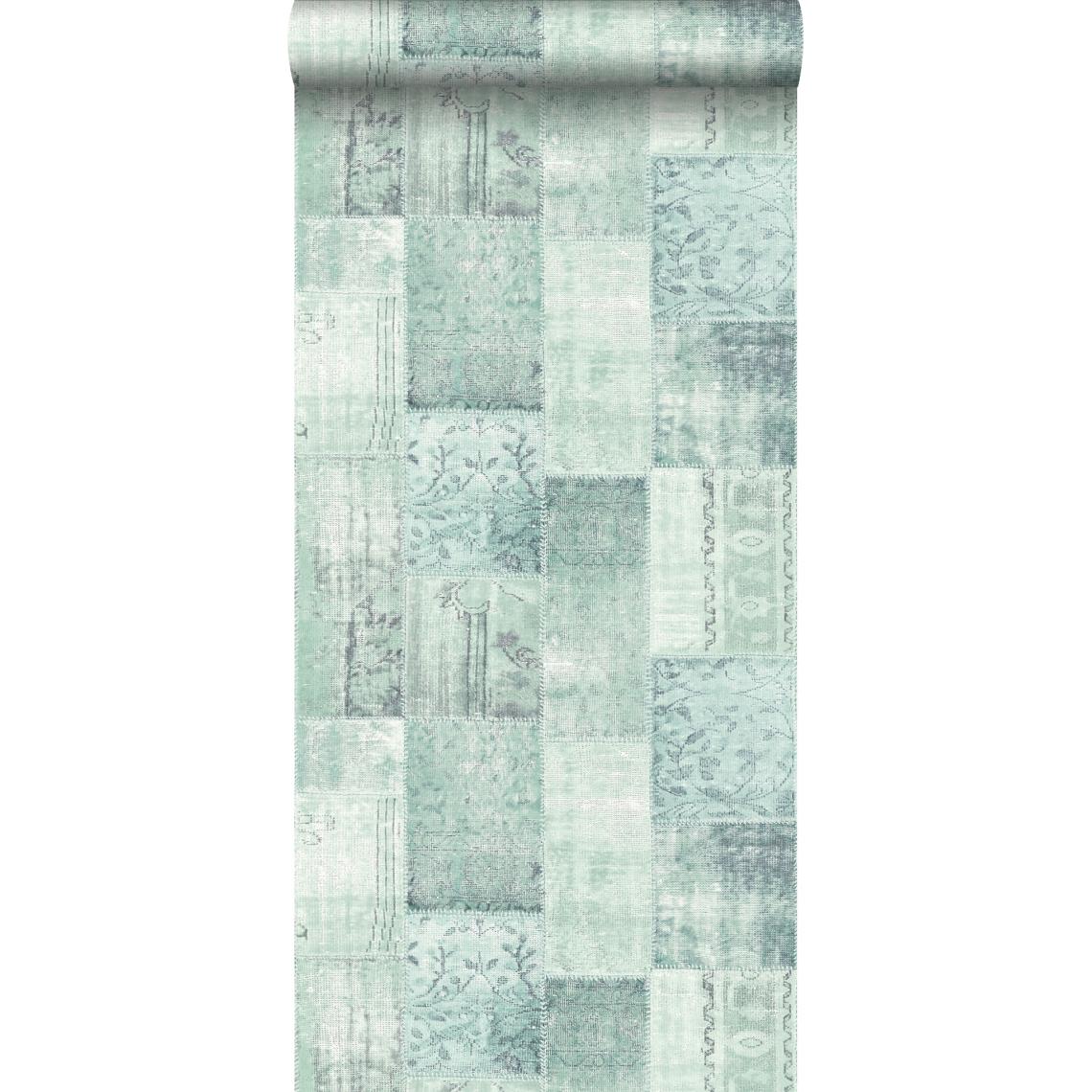 ESTAhome - ESTAhome papier peint motif kilim vert clair - 148330 - 53 cm x 10,05 m - Papier peint