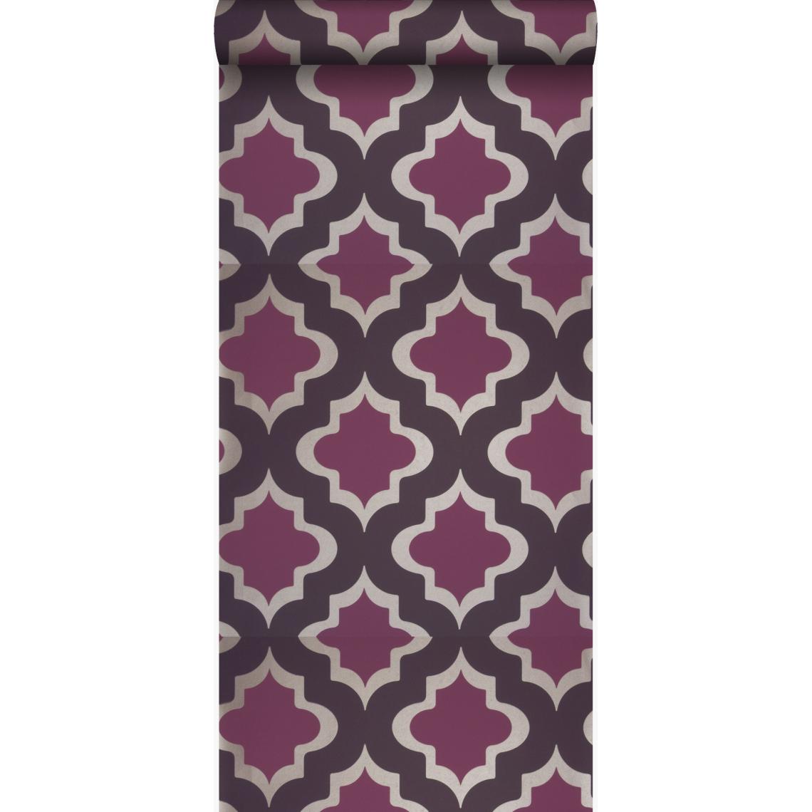 Origin - Origin papier peint motif kasbah violet aubergine - 307101 - 52 cm x 10,05 m - Papier peint