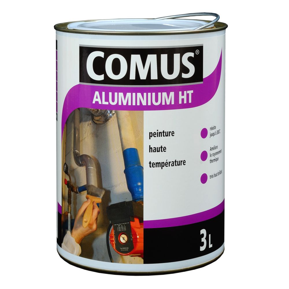 Comus - ALUMINIUM HAUTE TEMPERATURE Gris argent 0,75L - Peinture métallisée pour tuyauteries et radiateurs -COMUS - Peinture intérieure