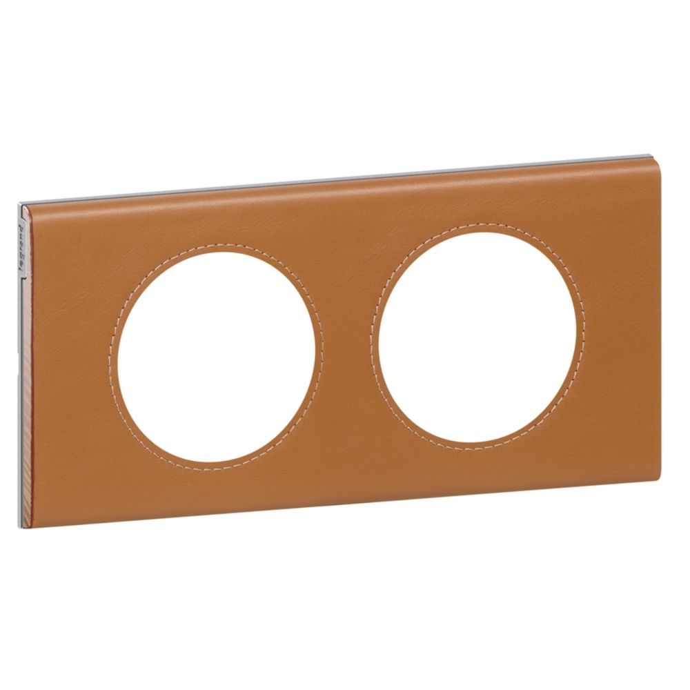 Legrand - plaque céliane 2 postes cuir caramel - Interrupteurs et prises en saillie