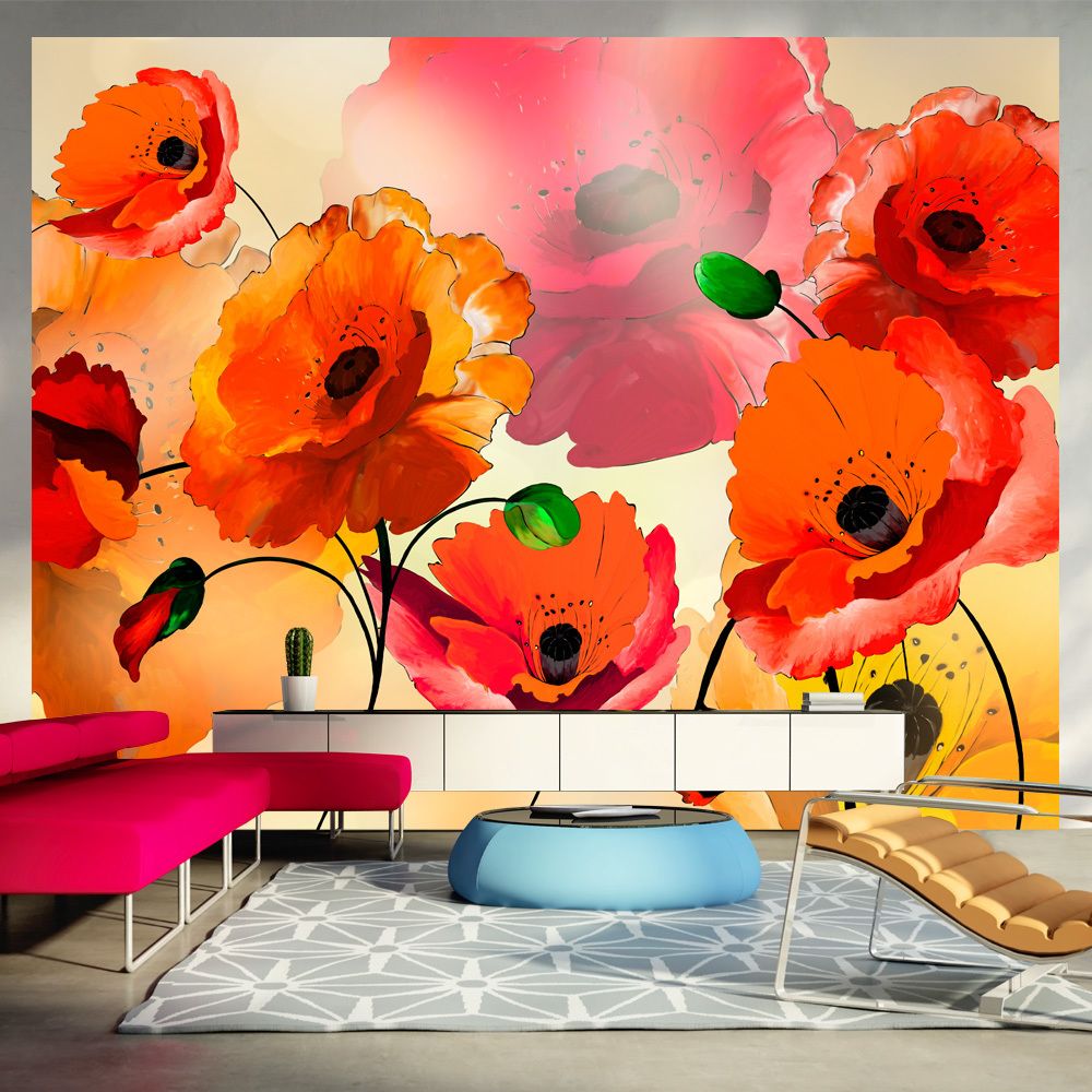 Bimago - Papier peint - Velvet poppies - Décoration, image, art | Fleurs | Coquelicots | - Papier peint