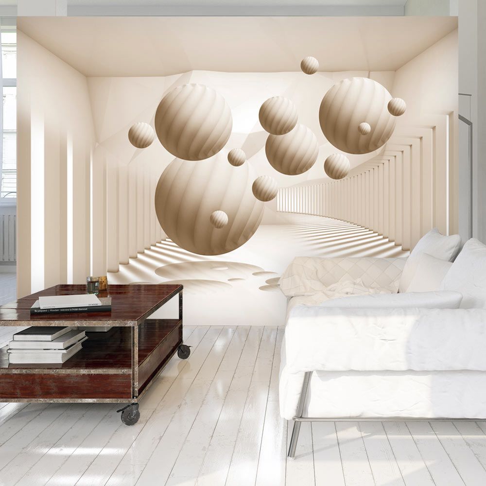 marque generique - 250x175 Papier peint 3D 3D et Perspective Splendide Beige Balls - Papier peint