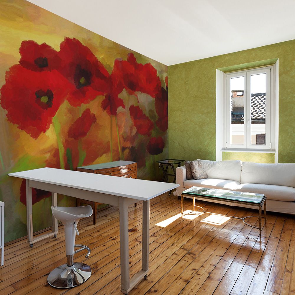Bimago - Papier peint - Poppies in warm tone - Décoration, image, art | Fleurs | Coquelicots | - Papier peint