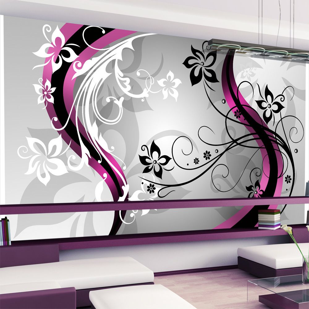 Bimago - Papier peint XXL - Art-flowers (pink) - Décoration, image, art | Fonds et Dessins | Motifs floraux | 500x280 cm | XXl - Grand Format | - Papier peint