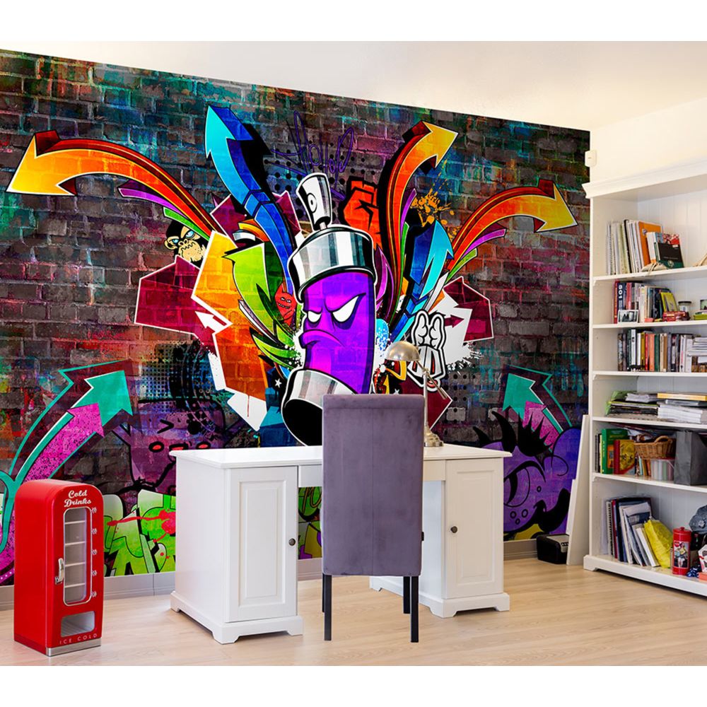 Pegane - Papier peint - Graffiti: Colourful attack - 150 x 105 cm - Papier peint