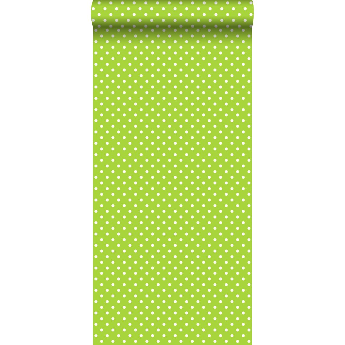 ESTAhome - ESTAhome papier peint à motif de petits points vert citron - 115743 - 53 cm x 10,05 m - Papier peint