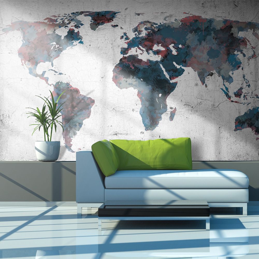 Bimago - Papier peint - World map on the wall - Décoration, image, art | Carte du monde | 450x270 cm | XXl - Grand Format | - Papier peint