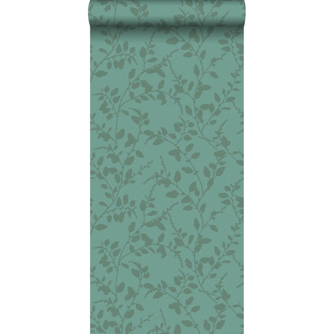 ESTAhome - ESTAhome papier peint feuilles bleu canard - 148730 - 0.53 x 10.05 m - Papier peint