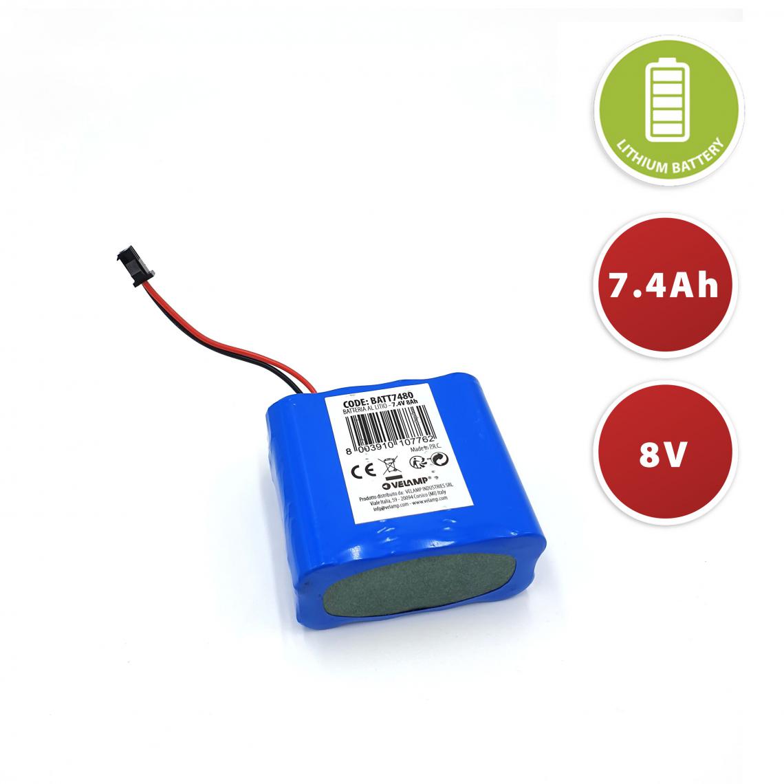 Velamp - Batterie au lithium 7.4V 8Ah - Piles rechargeables