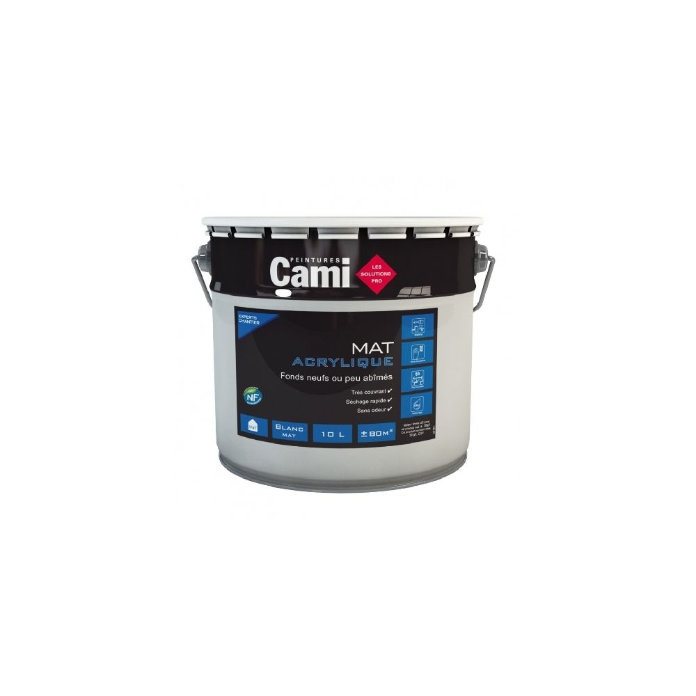 Cami - CAMI MAT ACRYLIQUE CAMI BLANC 10L - La solution idéale pour masquer les imperfections- CAMI - Peinture intérieure