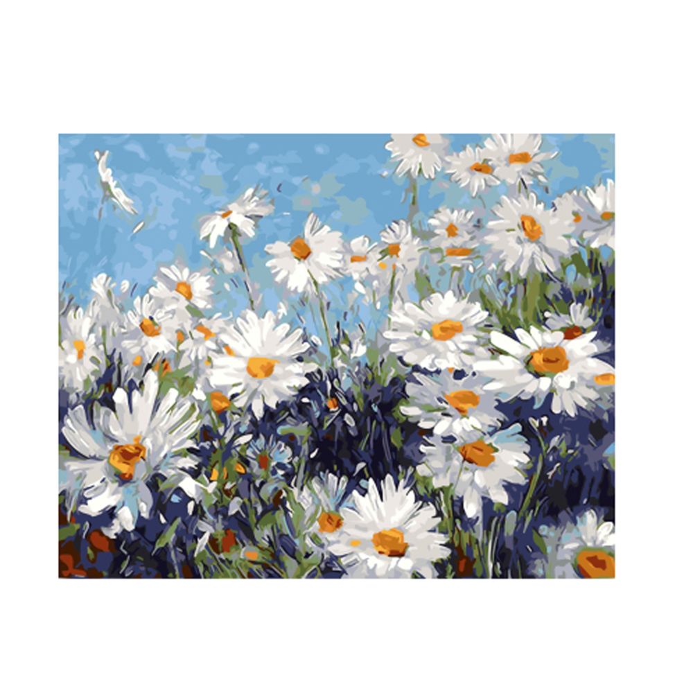 marque generique - bricolage peinture à l'huile sur toile peinture par numéros kit fleur blanche - Fibre de verre & papier à peindre