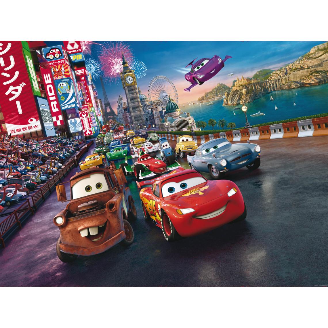 Disney Montres - Disney papier peint panoramique Cars rouge, bleu et jaune - 600582 - 360 x 270 cm - Papier peint