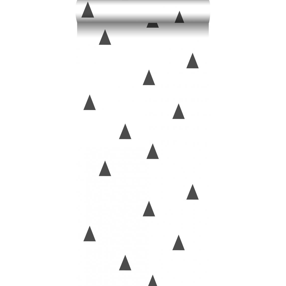 ESTAhome - ESTAhome papier peint triangles graphiques noir et blanc - 138942 - 53 cm x 10.05 m - Papier peint