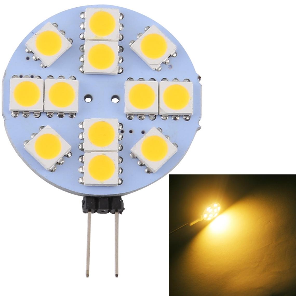 Wewoo - G4 12 LEDs SMD 5050 144LM 2800-3200K Ampoule de lampe à base de broche à économie d'énergie à intensité variableDC 12V blanc chaud - Ampoules LED