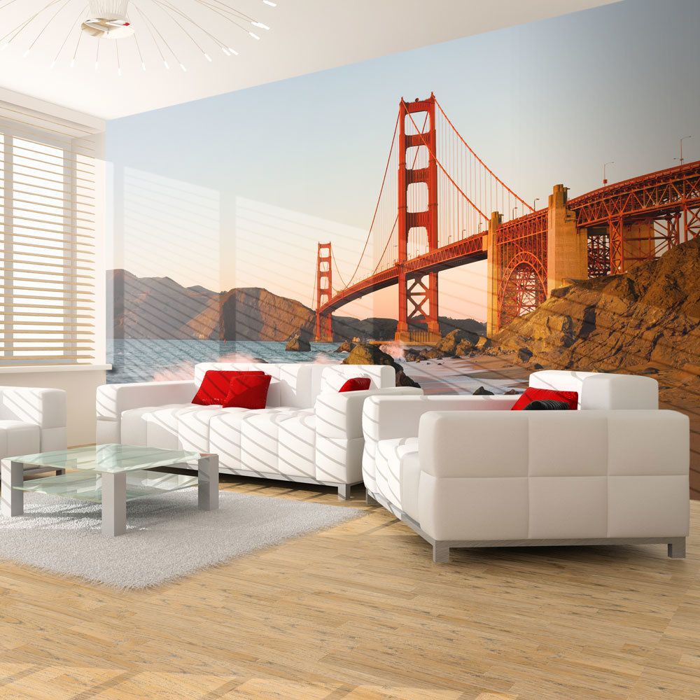 Bimago - Papier peint - Pont du Golden Gate - coucher de soleil, San Francisco - Décoration, image, art | Ville et Architecture | San Francisco | - Papier peint