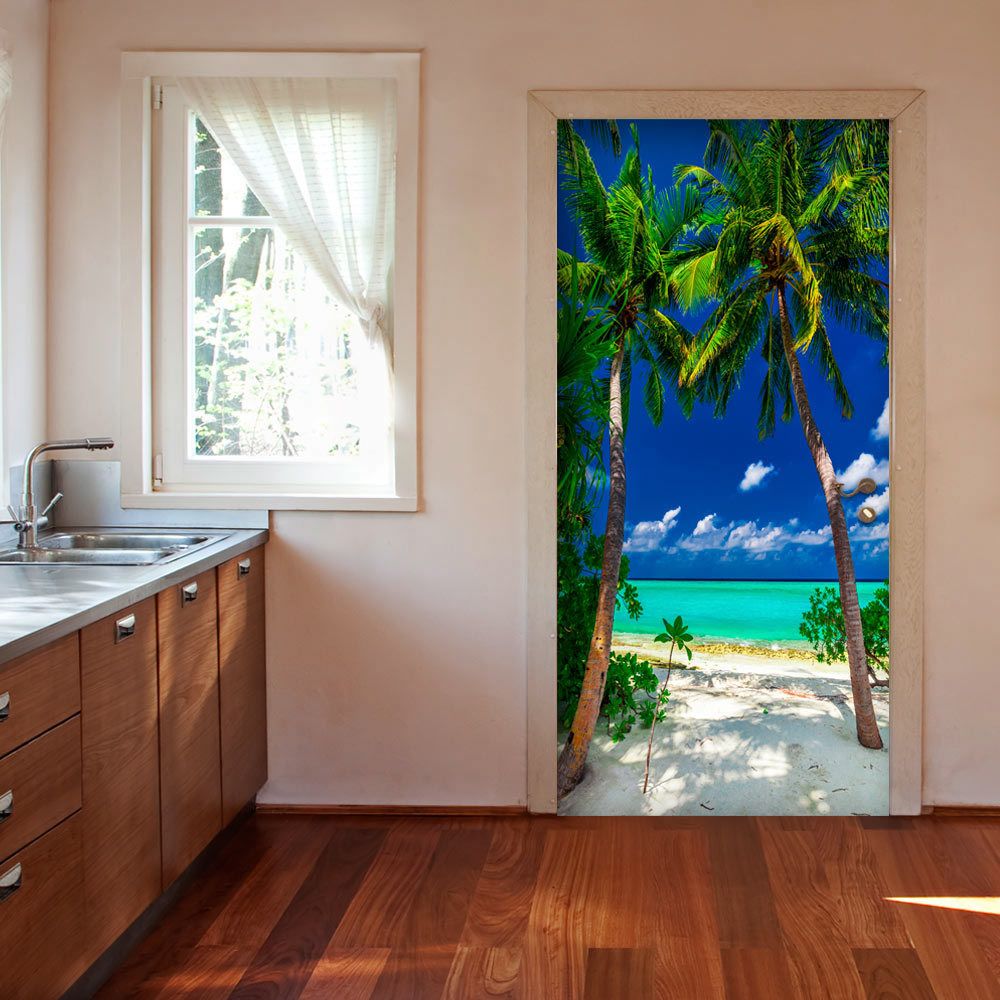 Bimago - Papier-peint pour porte - Photo wallpaper - Island, beach I - Décoration, image, art | 80x210 cm | - Papier peint
